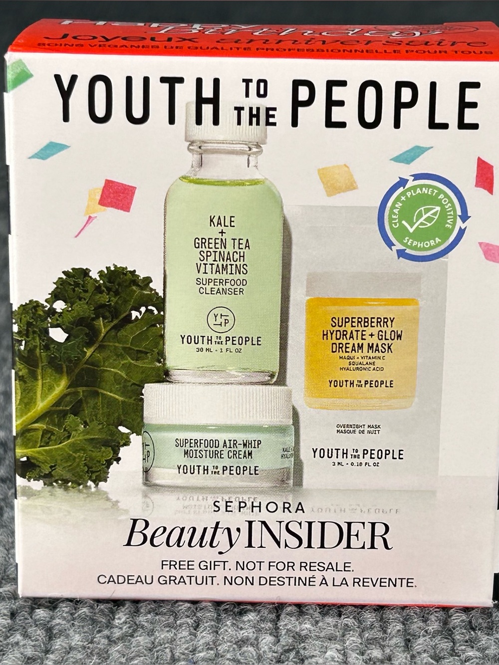 YOUTH TO PEOPLE Sephora Beauty Insider Gift Skin Cleanser Cream Mask Travel NIB